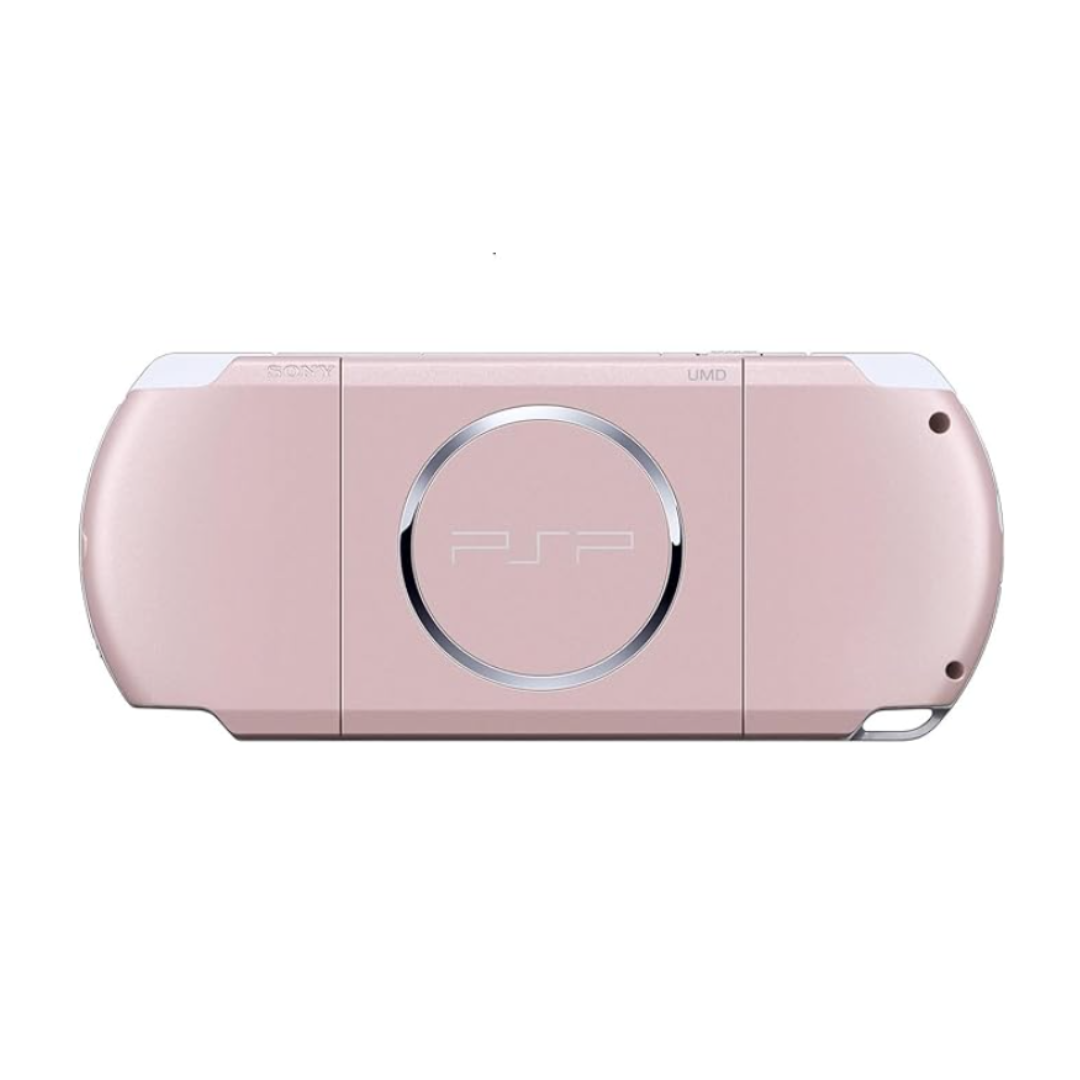 Pink PSP 3000 rear view with UMD drive